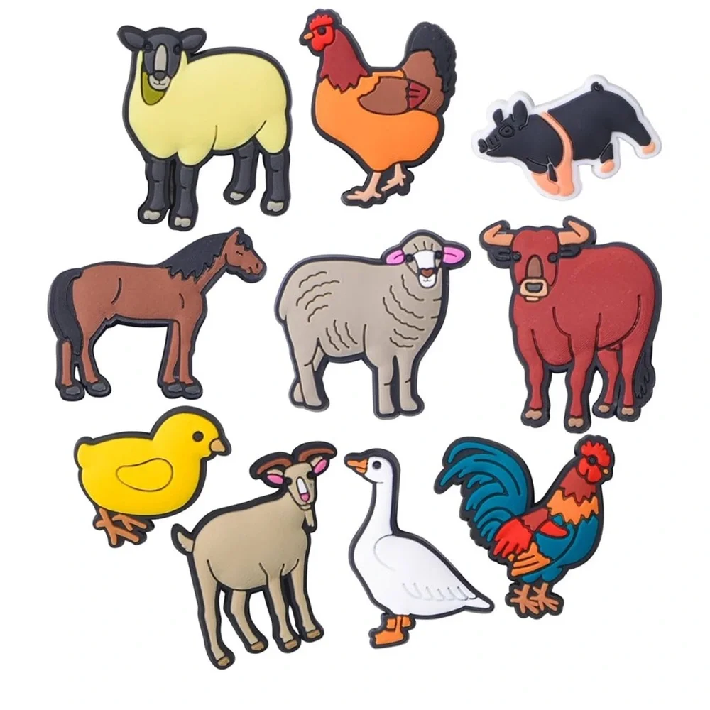 10Pcs Cute Farm Animals Straw Toppers for Stanley Cups, 10mm